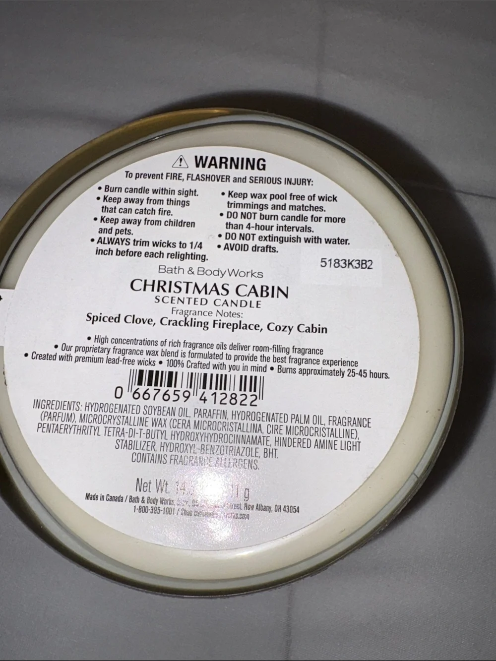 Bath & Body Works White Barn candle 14.5 oz 3 wick new Christmas Cabin
